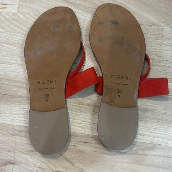 M. Gemi Vibrant Red-Orange Strappy Sandals EUC - Picture 3 of 3